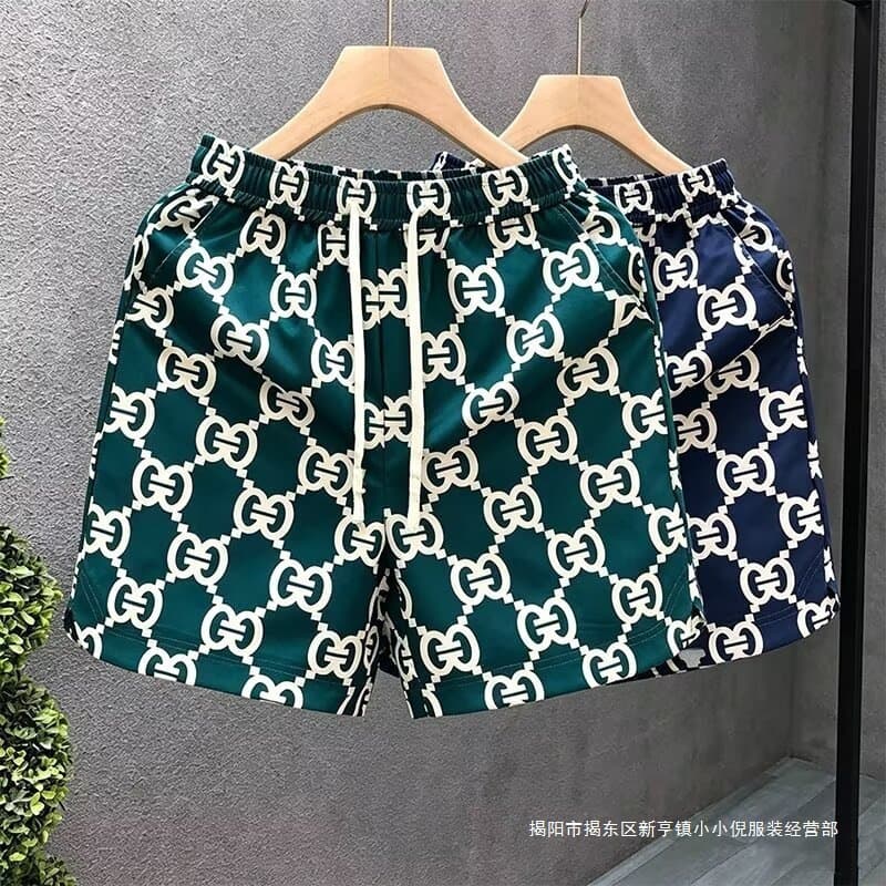 Summer New Casual Patterned Shorts Men's Streetwear Loose Thin Beach Shorts American Sports Five-Quarter Length Shorts