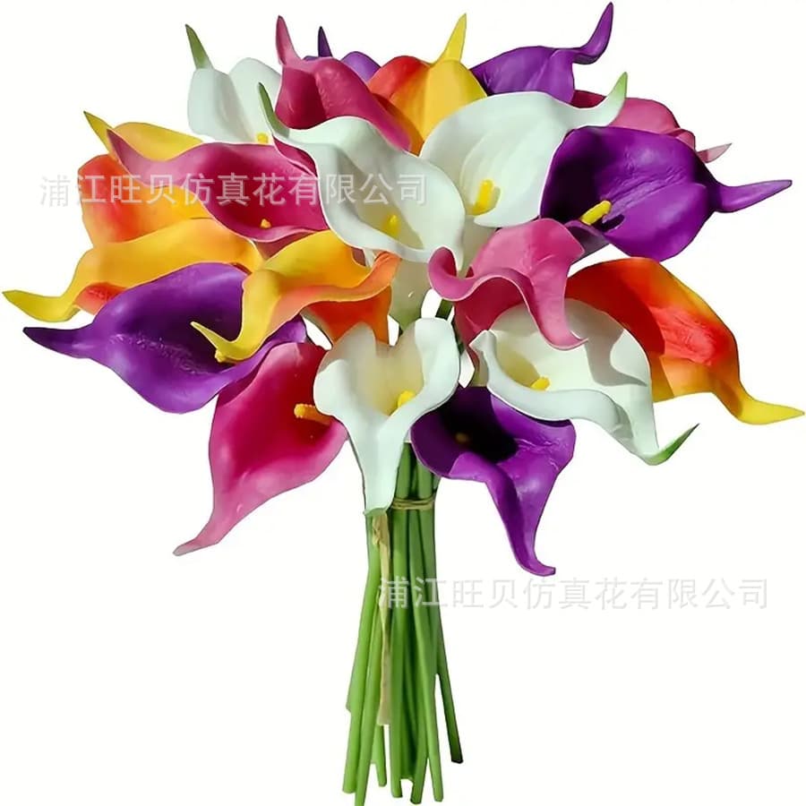 PU Mini Calla Lily Artificial Flower Fake Flower Wedding Bouquet Home Decoration Flower Simulation Plant Cross-Border