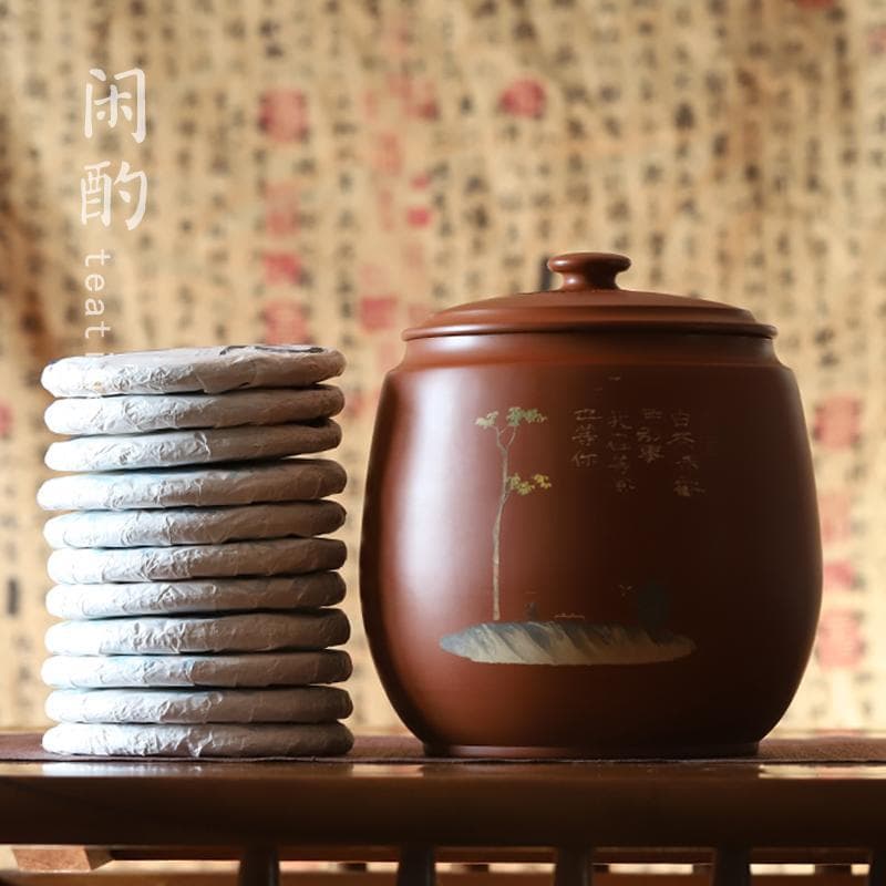 Raw ore Yunnan Jianshui purple pottery large tea jar red mud burned cake tea jar household rice jar tea jar tea storage jar