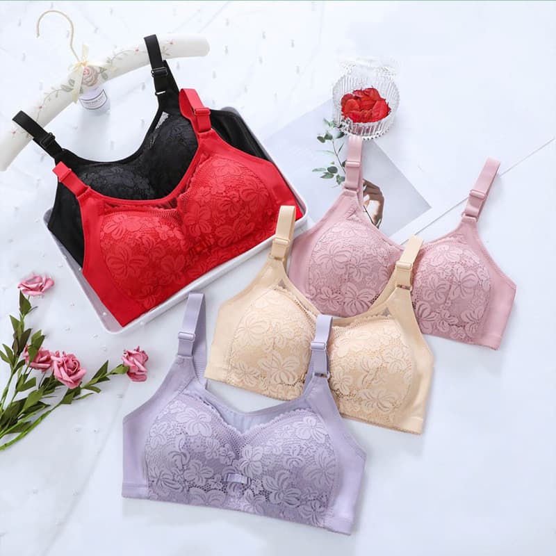 Women's bra for small breasts, featuring push-up design, side boob support, anti-sagging, cotton cups, and anti-exposure properties. A popular, sexy, wire-free bra.