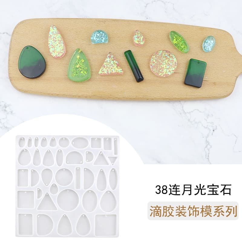 Miaozi 38-Cavity Moonlight Gem Pendant Handmade Resin Mold Silicone Chocolate Mold DIY Baking Mold