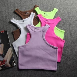French Sweet Spicy Style! Off-Shoulder High-Neck Fitness Top Vest Women Breathable Quick-Dry Running Knit Sleeveless Sports Top