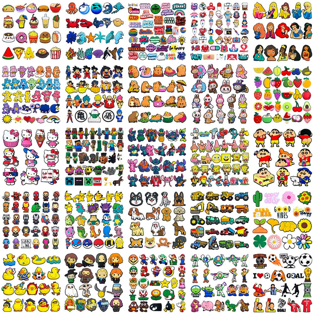 100 Sets Hot Selling Croc Charms DIY Shoe Accessories PVC Soft Rubber Shoe Clips