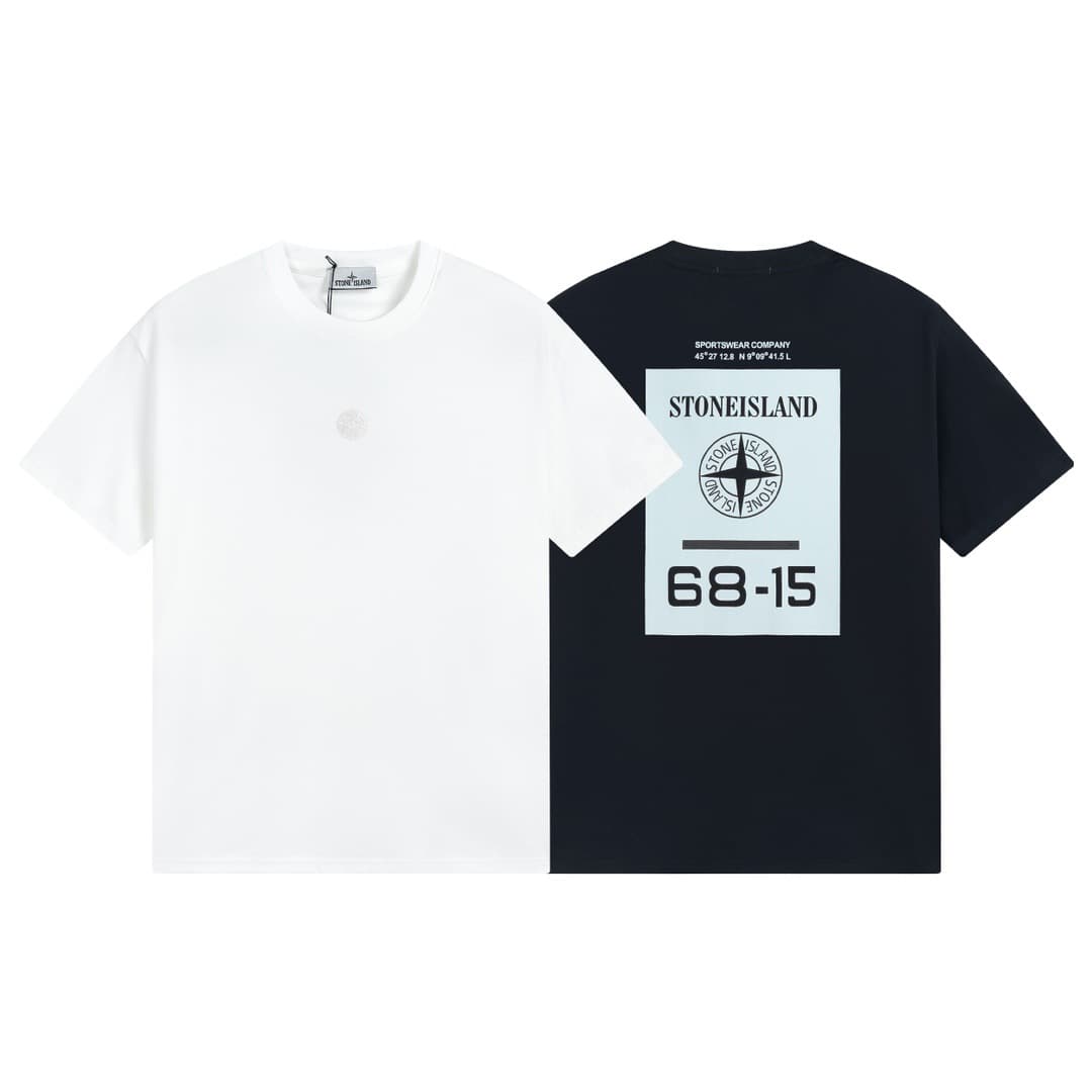 STONE ISLAND American Digital Direct Injection Geometric Pattern Printed Large Compass Unisex Short Sleeve T-Shirt
