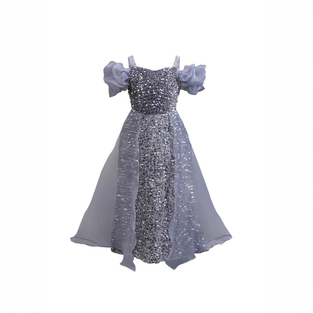 Girls Summer Flower Girl Wedding Dress Sequin Gown Children Princess Dress Export Mesh Skirt Long Dress for Girls