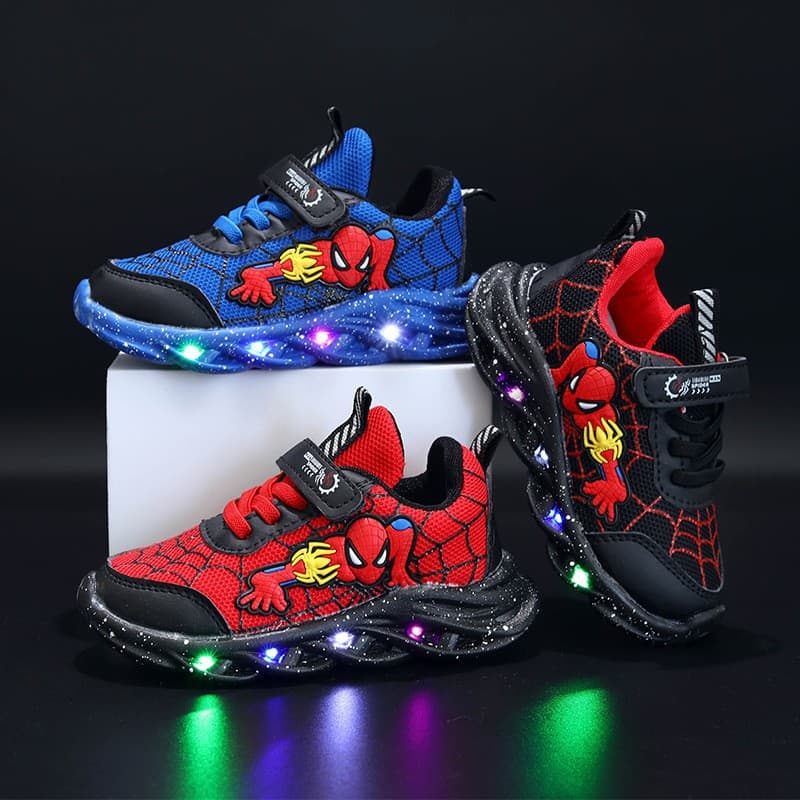 Boys' Glowing Sport Shoes Summer New Style Spiderman Mesh Breathable Casual Shoes Kids' Sneakers Light