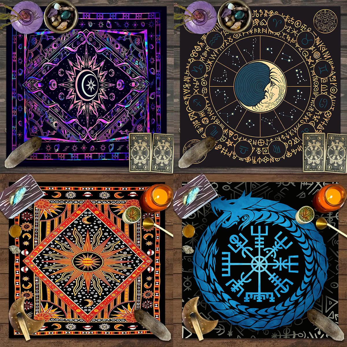 Tarot Tablecloth Starry Sky Moon Mysterious Rune Card Game Decoration Tablecloth Witch Altar Decoration Tablecloth Customization