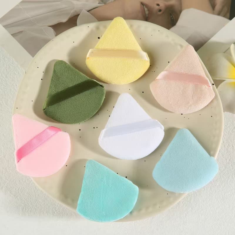 Triangle Crystal Velvet Ribbon Powder Puff Short Velvet Loose Powder Setting Powder Puff Crystal Velvet Setting Super Soft Makeup