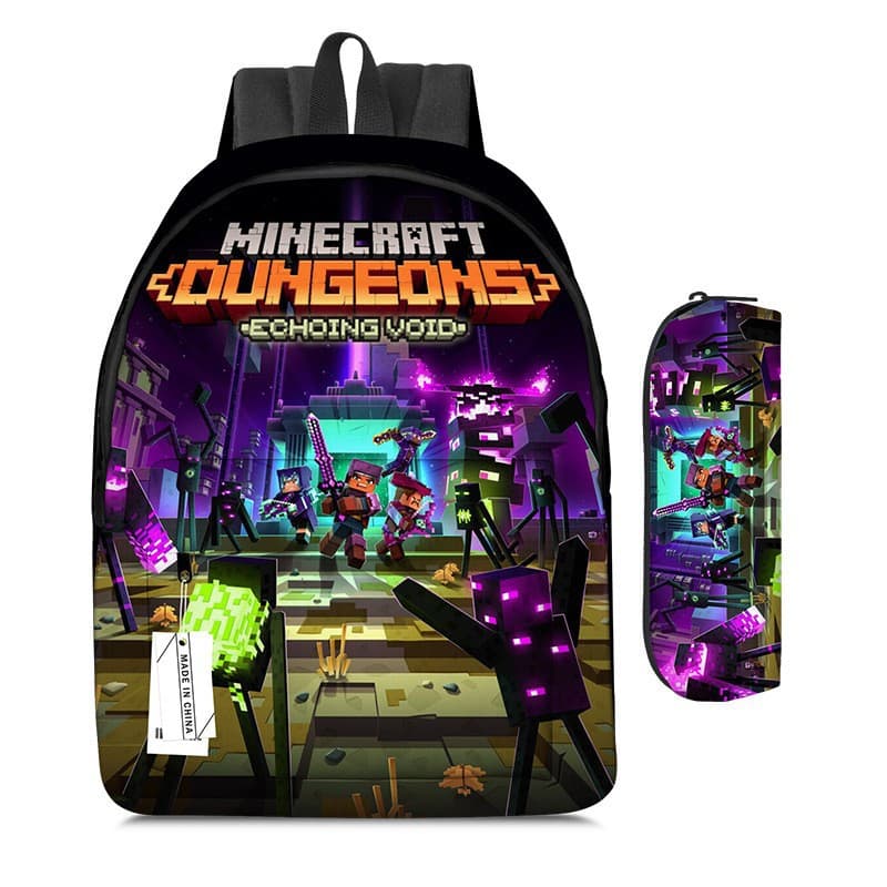 Minecraft Creeper Backpack Game Merchandise Kids School Bag with Pencil Case
