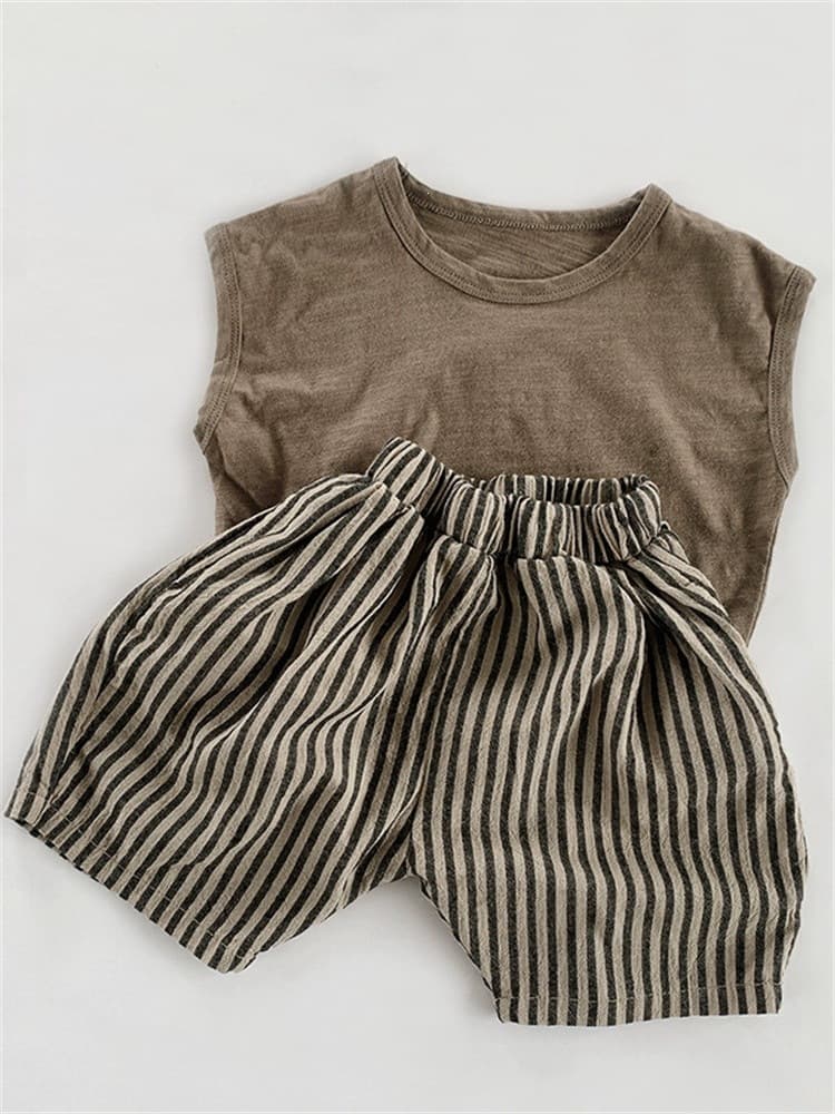 Children's retro striped shorts, summer thin style, Japanese and Korean style, casual carrot shorts, toddler Mori style trendy children's clothing