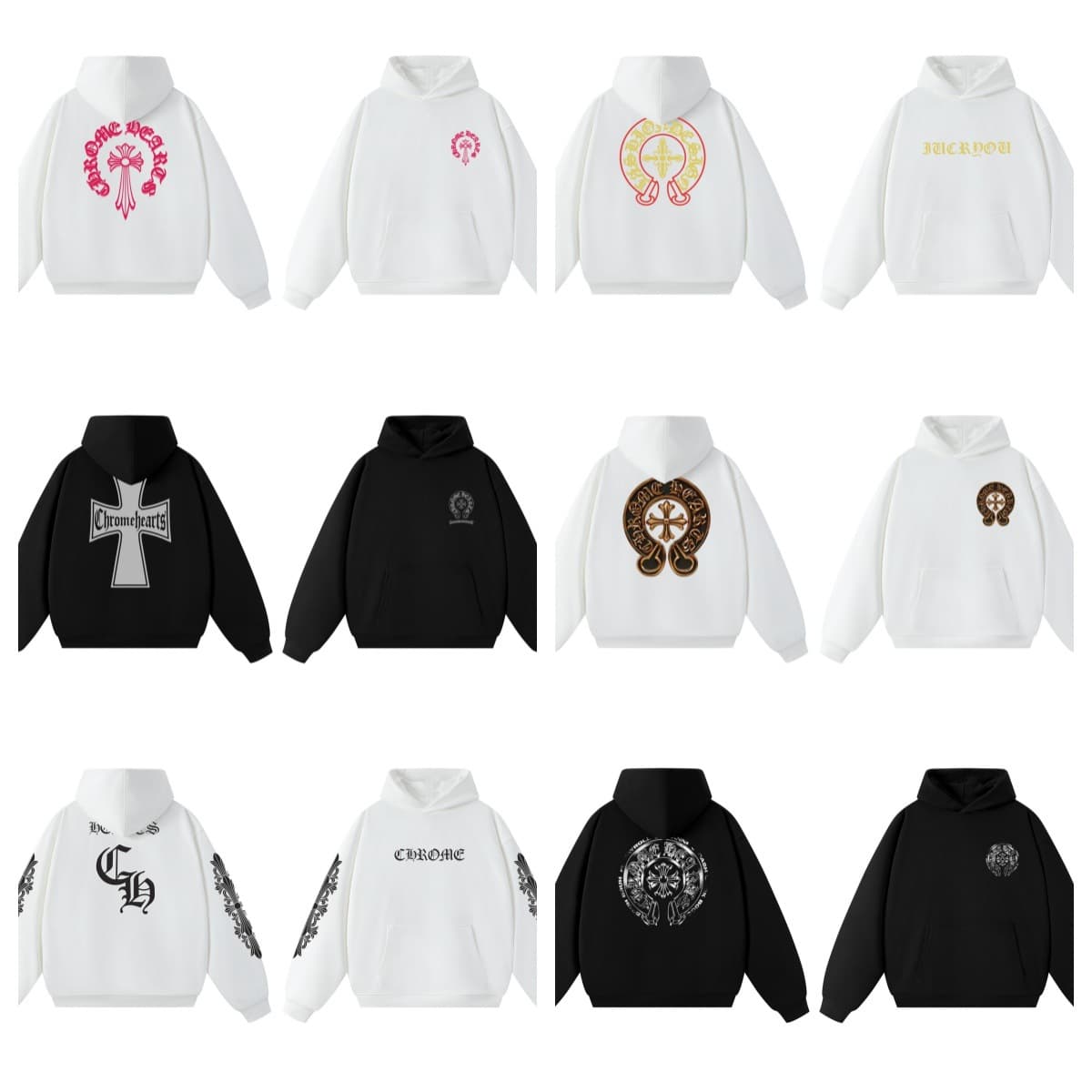 26s Streetwear Cross-Border Autumn Winter Loose Casual Horseshoe Print Hoodie Warm High Street Wholesale