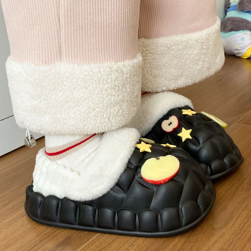 Winter Couple Thick-Soled Cloud-Like Slippers, Dormitory Plush Non-Slip Thickened Home Slippers for Women