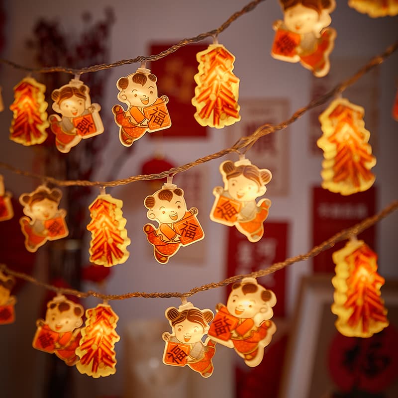 2025 Snake Year New Year String Lights, Spring Festival Atmosphere Decorations, Electronic Firecracker Ornaments