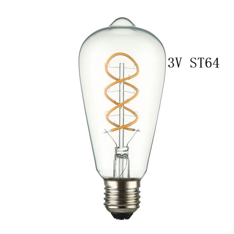 ST64 Teardrop LED Flexible Soft Filament Bulb 3V Low Voltage Vintage Edison Spiral Globe Light