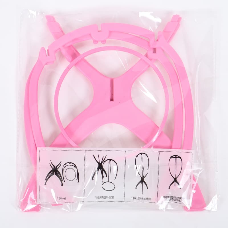 Detachable Wig Stand Wig Shaping Fixed Base Support Plastic Head Cover Folding Wig Rack