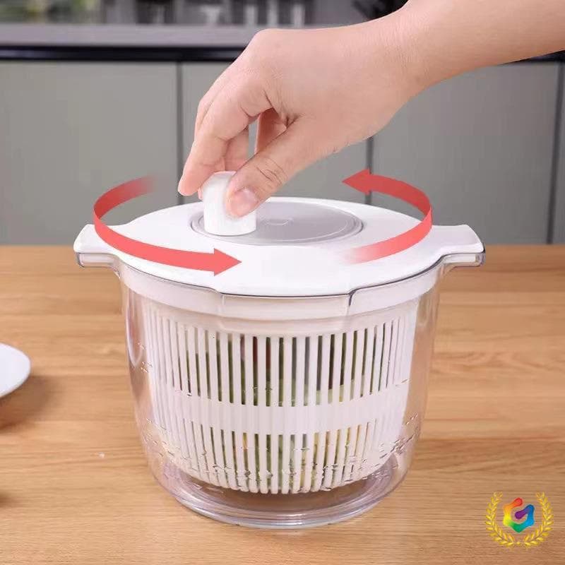 ✅ Japanese-style Salad Vegetable Spinner Kitchen Home Use Washing Vegetable Spin Bowl Fruit Draining Basket Hand-crank Rotating Spin Dryer