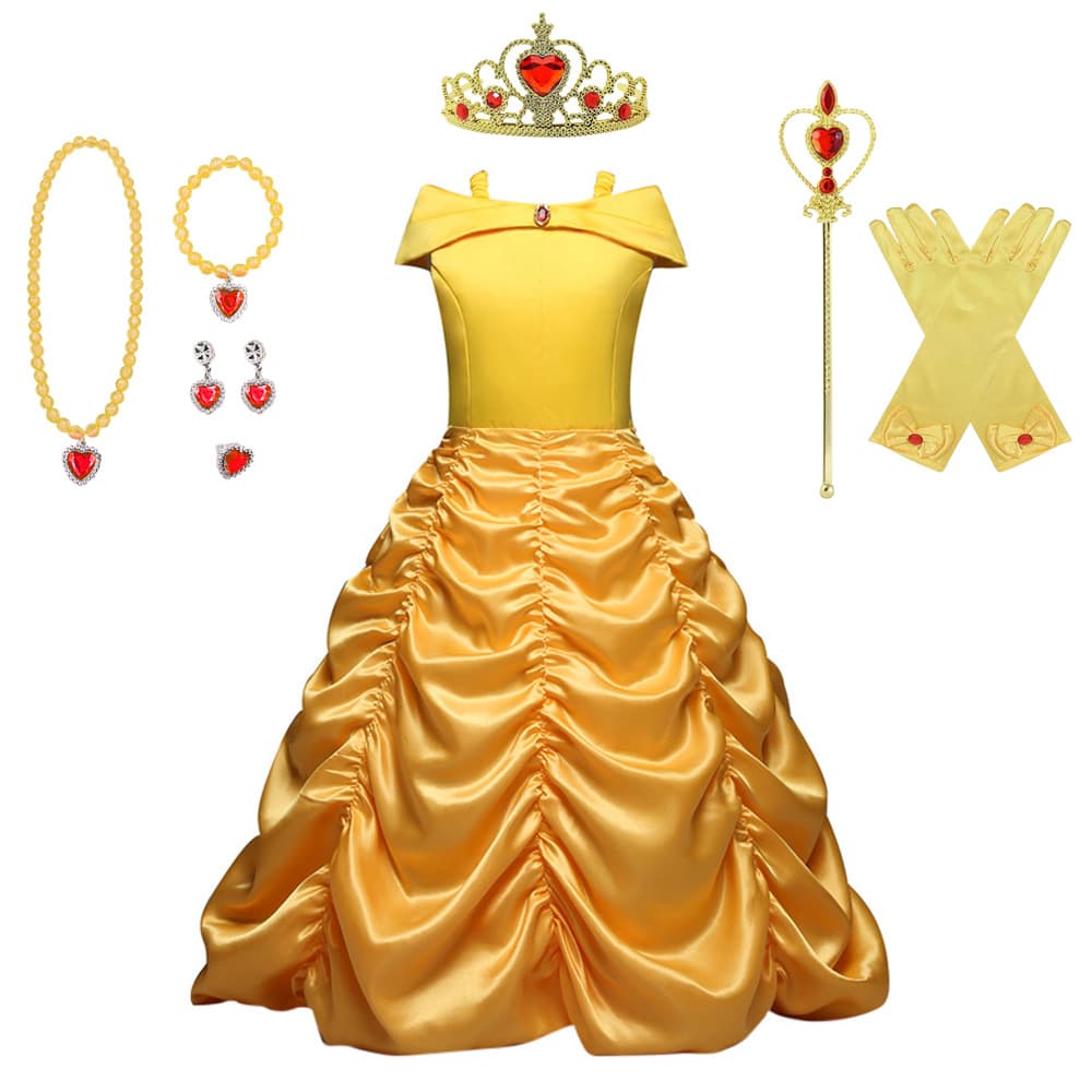 New Frozen-Themed Children's Dress Belle Princess Dress Girls Christmas Cosplay Performance Costume
