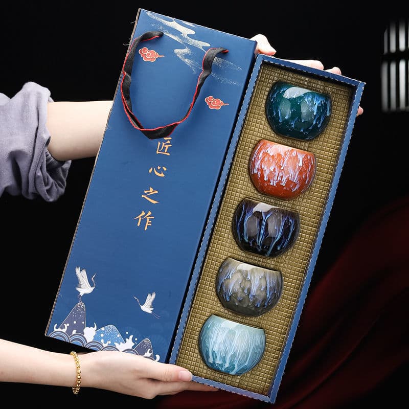 Kiln-fired Jianzhan teacups, Five Elements cups, Tianmu teacups, single cups, master cups, tasting cups, gift boxes, business gifts, wholesale.