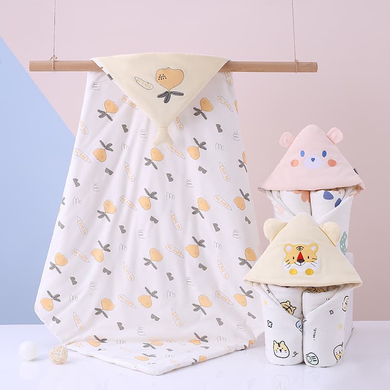 Newborn Baby Swaddle Blanket 100% Cotton Class A Thickened Autumn Winter Anti-Kick Wrap Outdoor Blanket