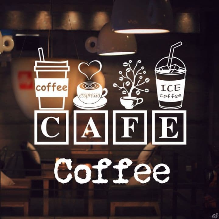 cafe coffee coffee vinyl carved decals cafe decoration foreign trade can be shipped on behalf of DW16409