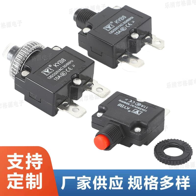 Supply Miniature Circuit Breaker KYB8 Two-Pin Overload Protector 3-40A Dust Cover Overcurrent Protection Overload Switch