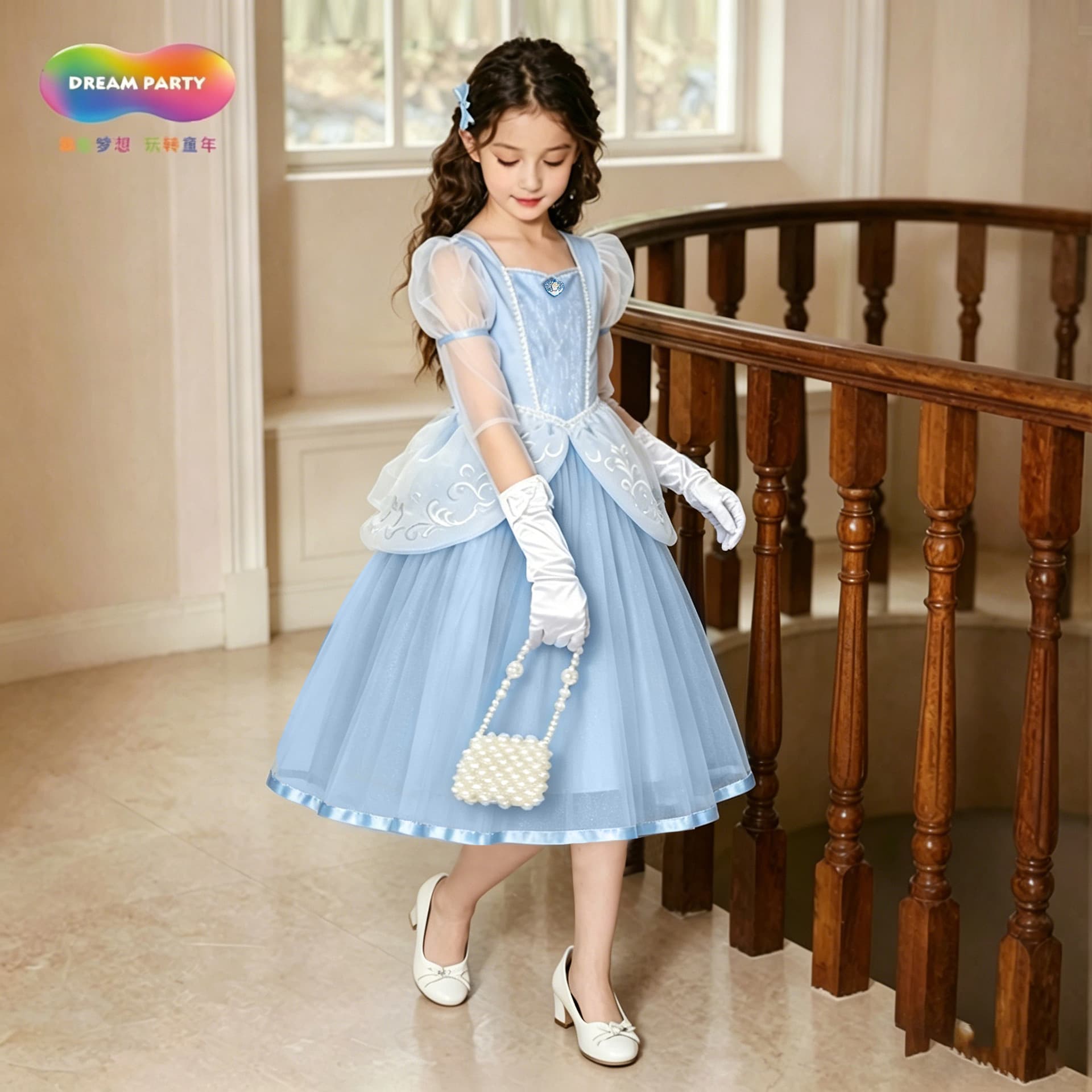 Girls' Dress, Summer Cinderella Princess Dress, Mesh Tutu Dress, Big Kids' Dress, Korean Style Baby Gauze Dress