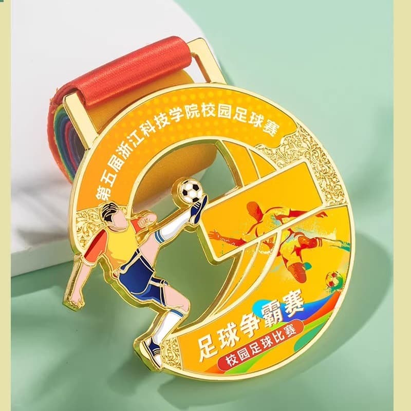 Color Printed Soccer Medal World Cup Youth Games Metal Badge Golden Boot Award Gold Medal Medal UV Competition School