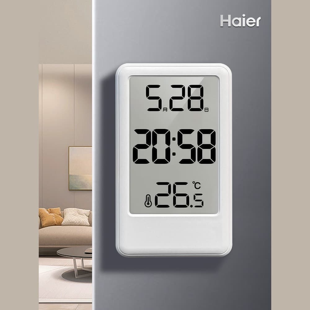 Vertical screen tabletop magnetic refrigerator sticker electronic clock small alarm clock time thermometer date kitchen table