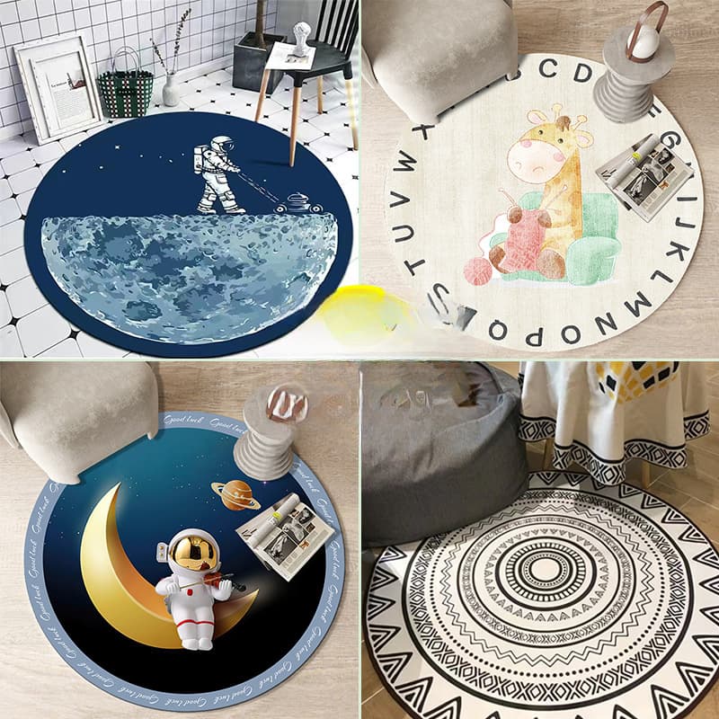 Round floor mat for computer chair, living room, bedroom, coffee table mat, children's study desk rug, non-slip, home use, swivel chair