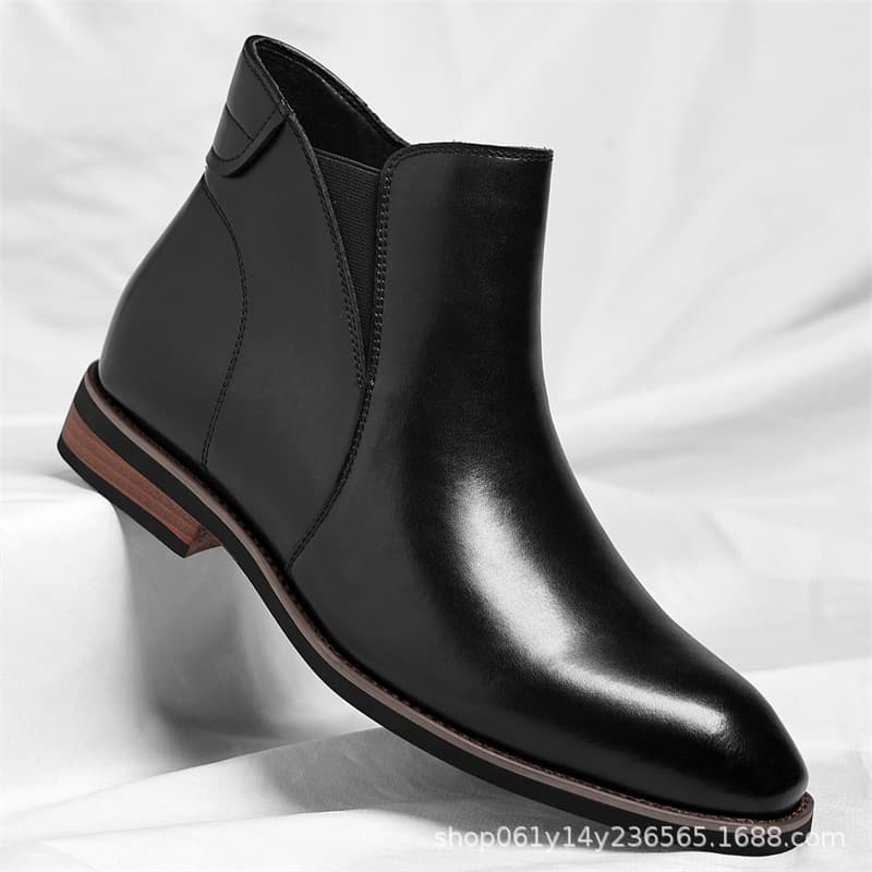 Business Men's Formal Leather Boots, British Style Casual Low-Top Pointed Toe Martin Boots, Versatile Men's Chelsea Boots for Autumn and Winter