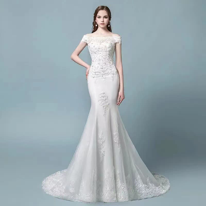 Fish Tail Light Wedding Dress 2026 New Style Bride Simple One-Shoulder Small Train Light Wedding Gown Petite Elegant Dress