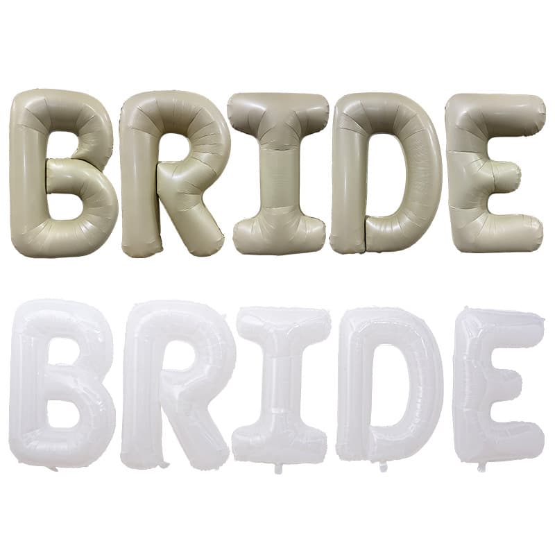 Western Wedding Setup Welcome Bride Floating 40in White Cream White BRIDE Letter Aluminum Film Balloon