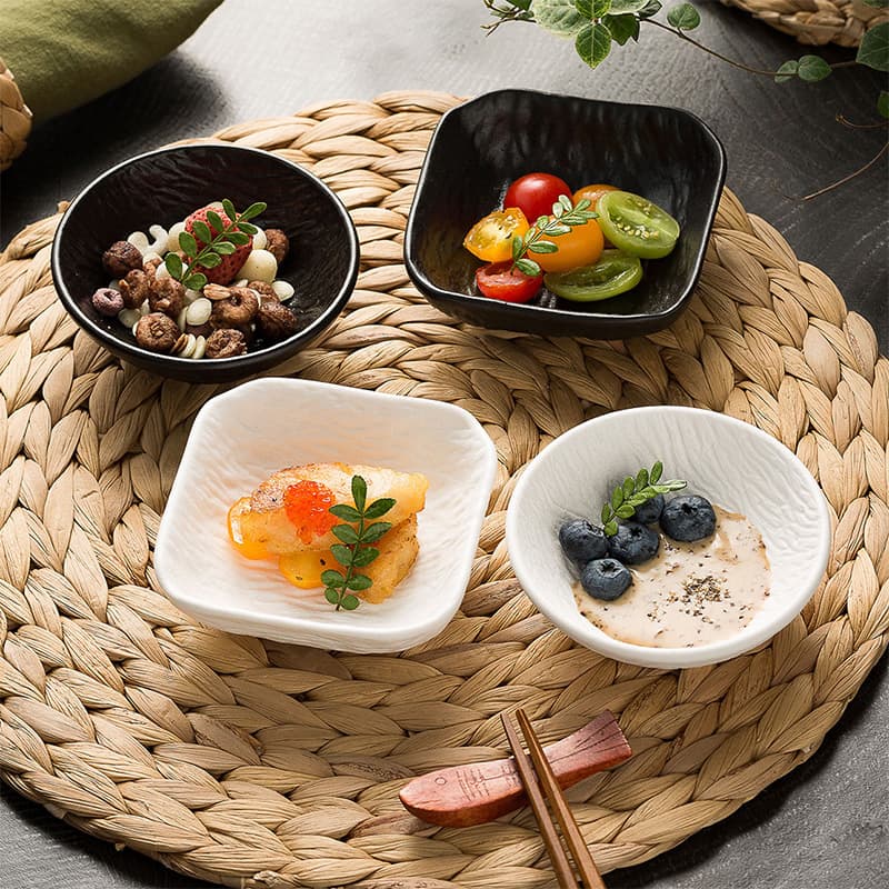 Ceramic Dipping Sauce Dish with Flowing Sand Texture, for Hot Pot, BBQ, Sushi, Soy Sauce, Vinegar, Home Use