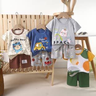 Children's Short Sleeve Set Summer Pure Cotton Boys' Thin New Girls' T-Shirt Summer Baby Kids Clothing