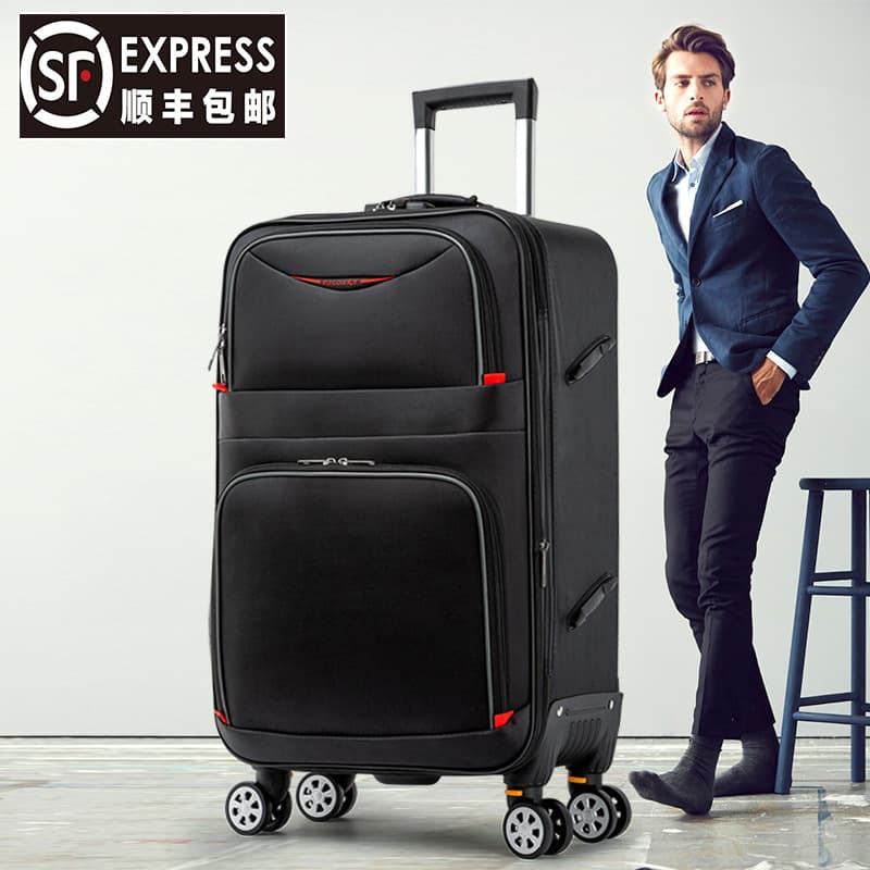 Large Capacity Men's Durable Oxford Cloth Luggage Case with Wheels and Password Lock, 28-Inch Travel Suitcase, Women's Leather Case
