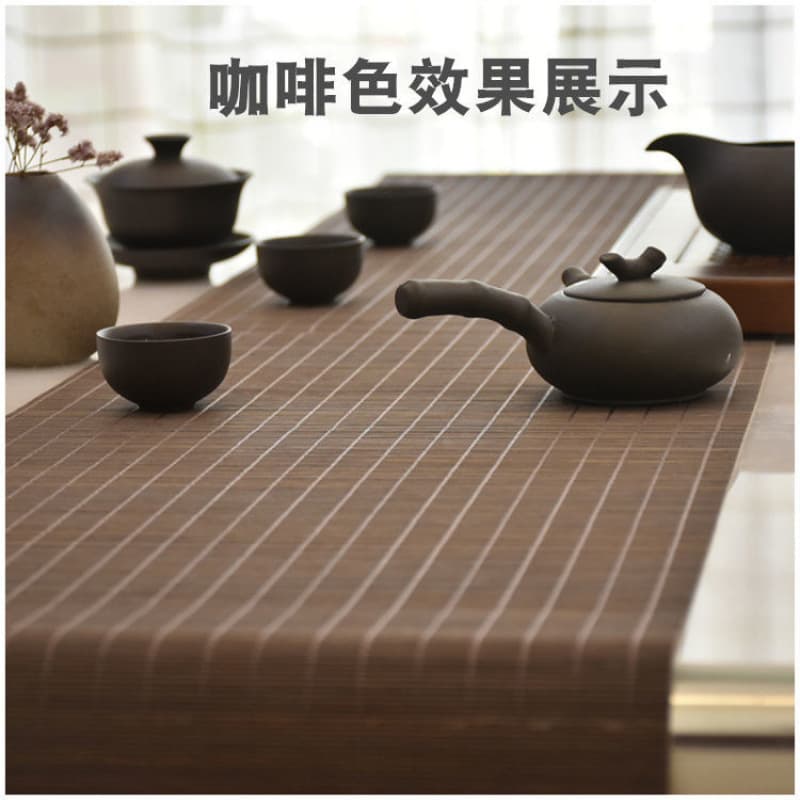 Bamboo tea mat, small bamboo mat, nailed bamboo curtain, tea curtain, Chinese Zen style tea mat, table runner, Japanese style heat insulation, dropshipping available.