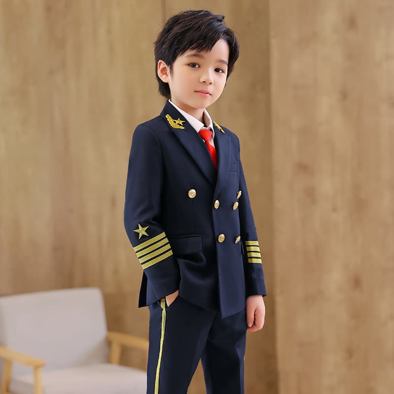 Boy's suit suit double-breasted children's dress British style flower girl wedding boy piano hosting performance suit