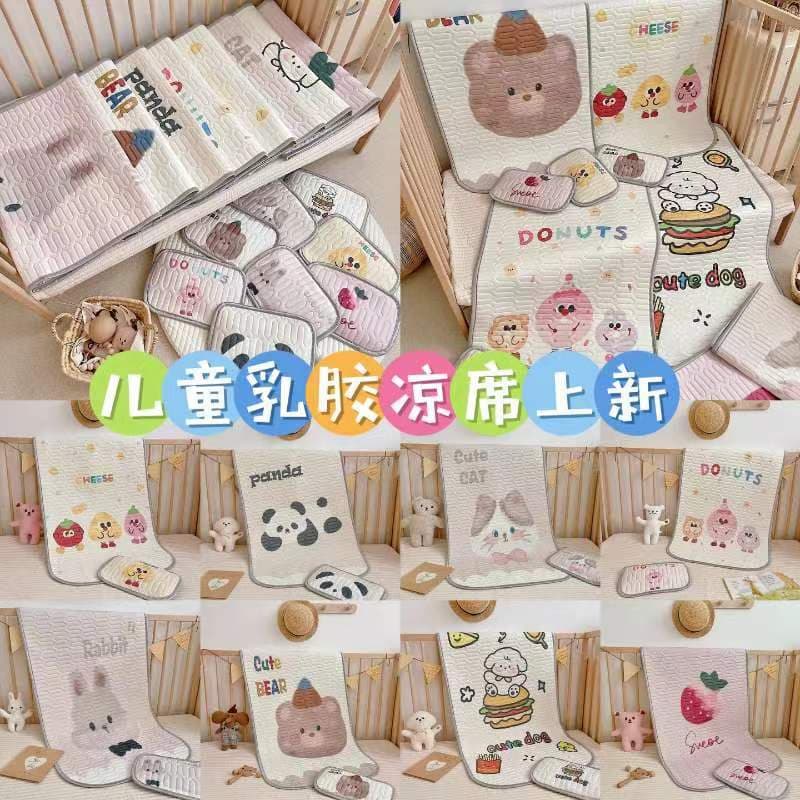 Foreign Trade Cartoon Baby Ice Silk Latex Cooling Mat Two-Piece Set Baby Air Conditioning Mat Mattress Latex Cooling Mat