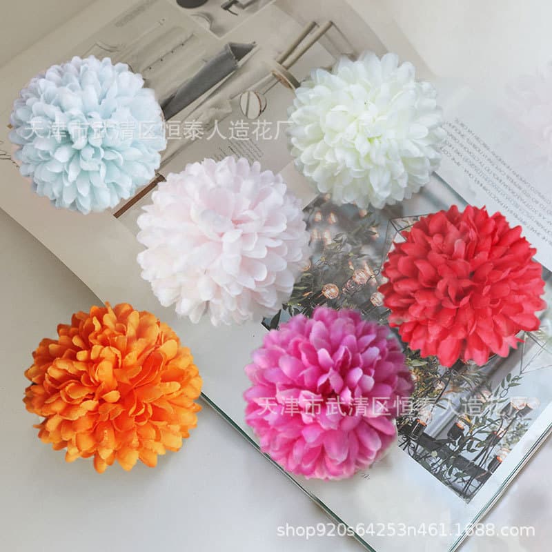 Simulated flower table tennis chrysanthemum ball chrysanthemum head wedding decoration hydrangea wedding arrangement DIY Milleleuca fake flower handicraft