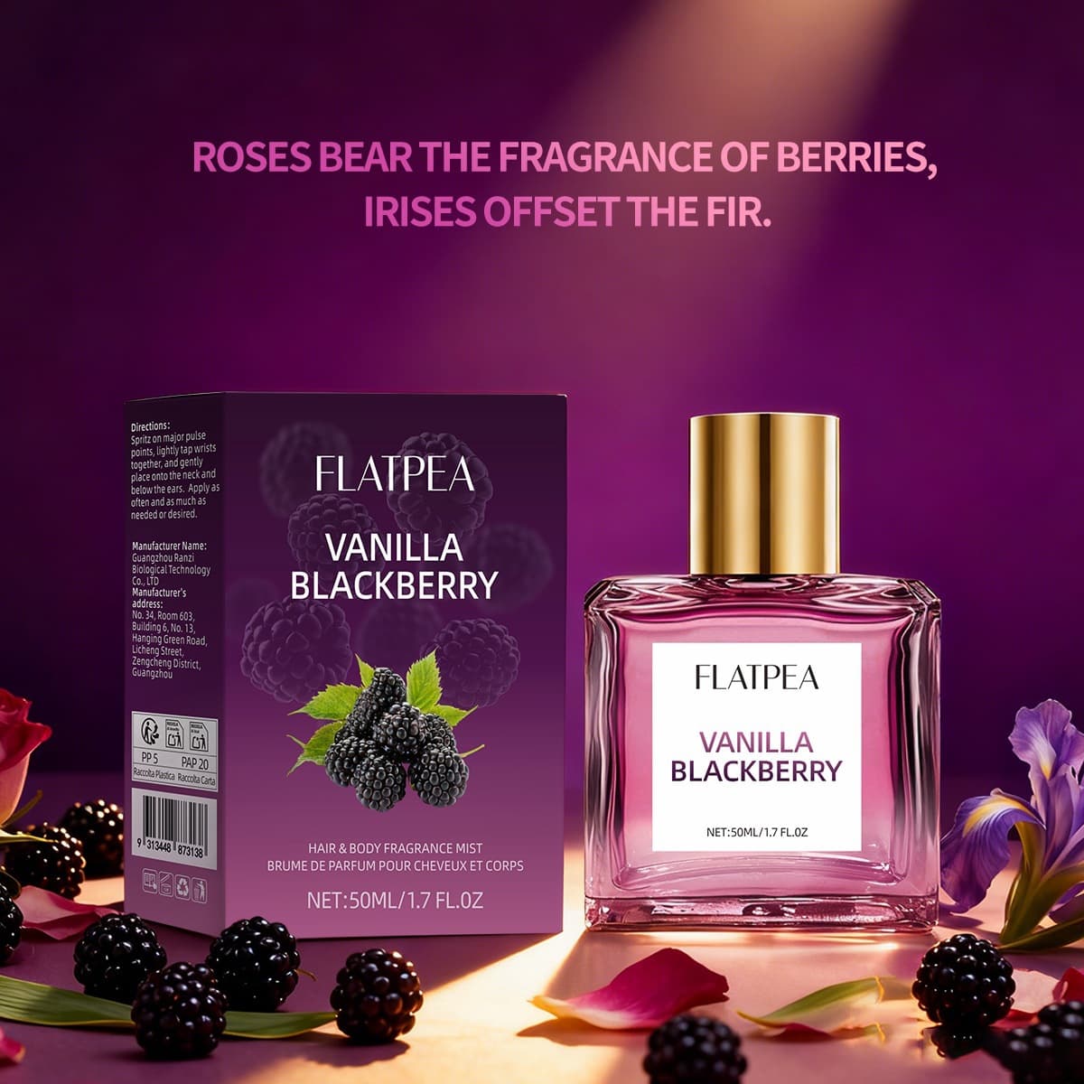 Cross-border Xiyin TEMU popular blackberry rose spray perfumes alcohol-free formula 50ml long-lasting freshness
