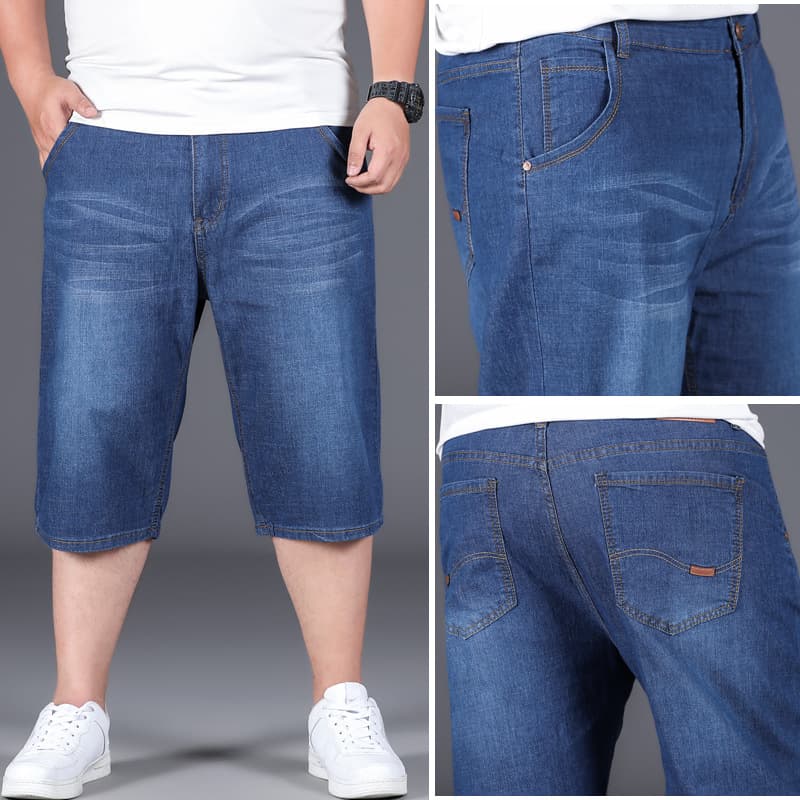 Summer thin denim shorts, men's loose straight plus size plus size, medium trousers, fat man's horse pants