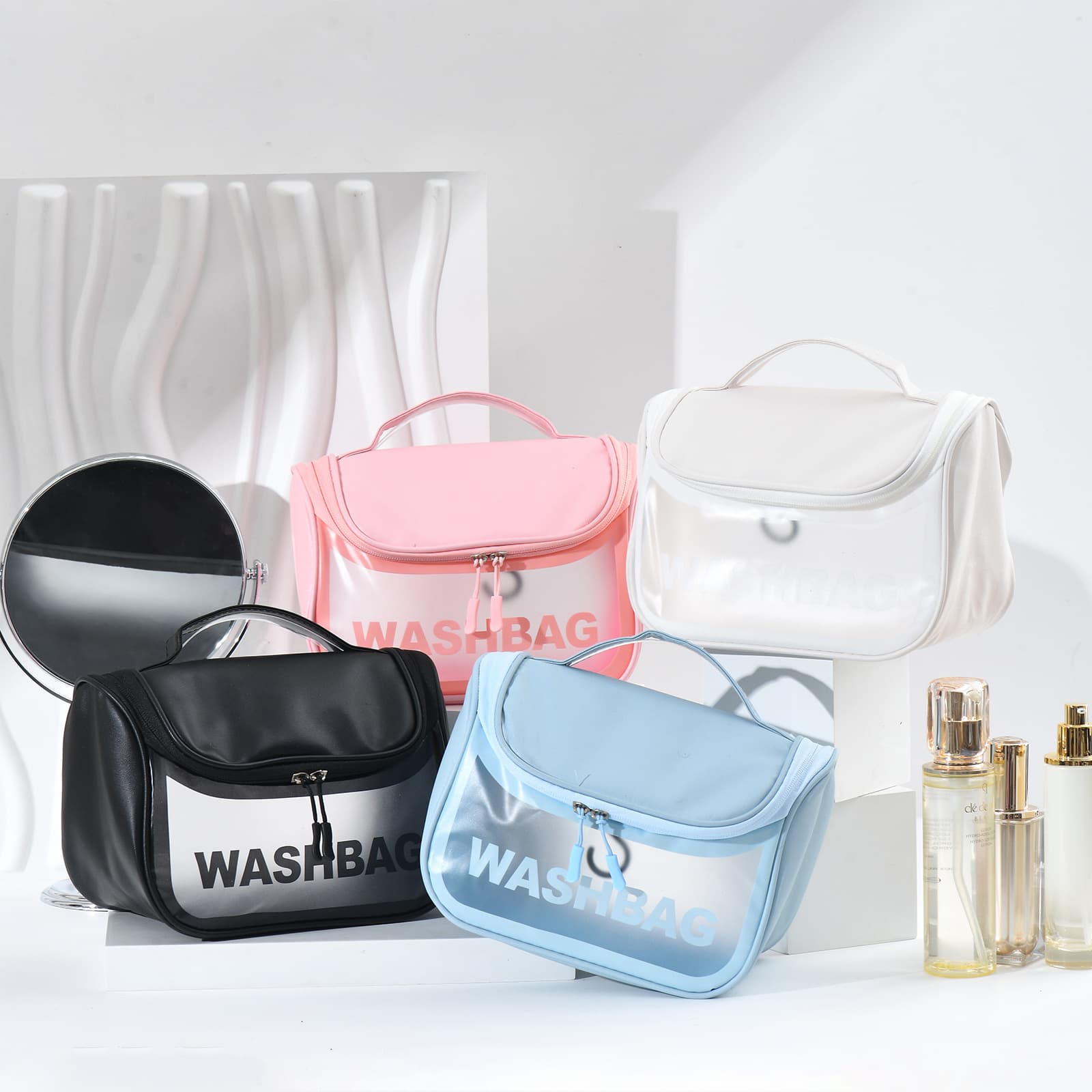 Waterproof toiletry bag large capacity travel cosmetics storage bag high-end portable transparent PVC toiletry bag for women