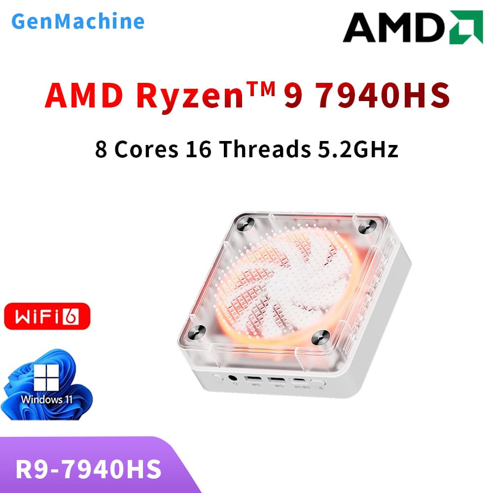 Genmachine AMD R9-7940H Dual Network Port Game/USB4.0 Interface Business Cross-Border Mini Computer