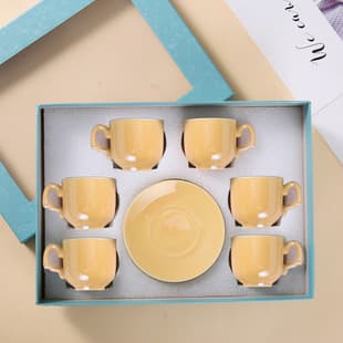 Luxury Glazed Ceramic Coffee Cup and Saucer Set Nordic Style Ins High-Value Afternoon Tea Cup Home Gift Box Set