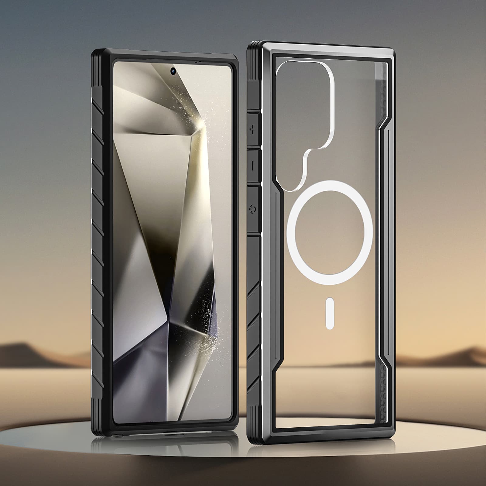 Suitable for Samsung S25 ultra magnetic mobile phone protective case metal mobile phone case transparent anti-fall protective case