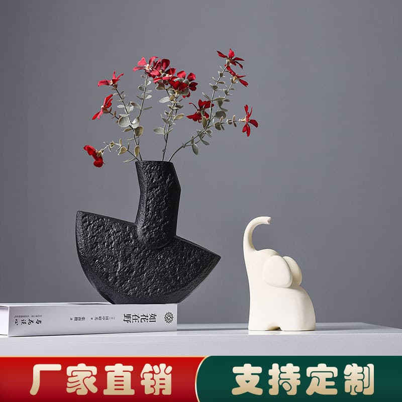 Cross-Border Vase Room Decoration Cream Style Elephant Ornament Pair Cute Bedroom Living Room Home Decor