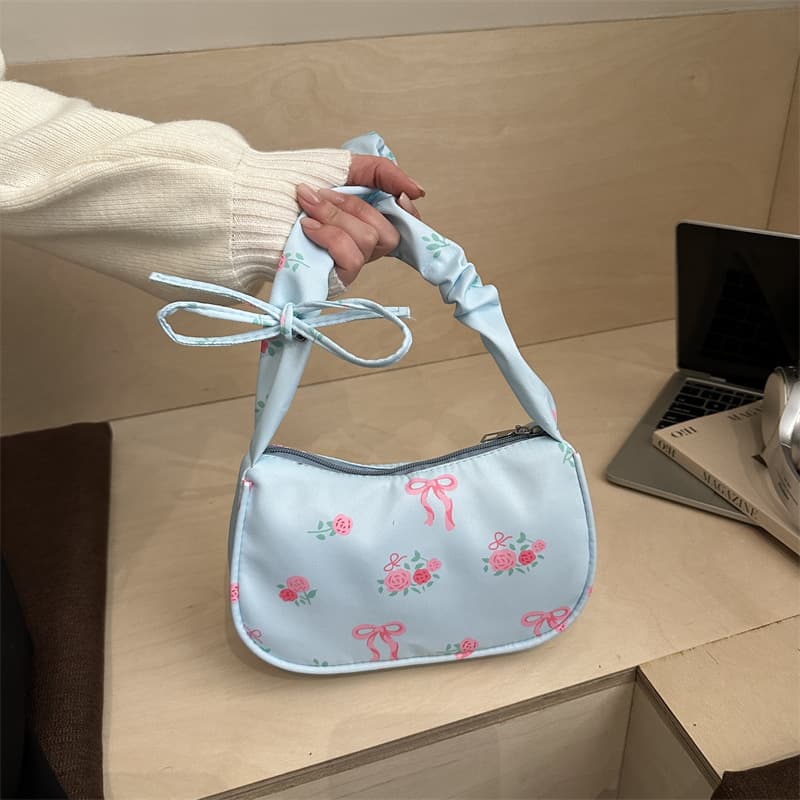 New Style Casual Bag for Women, Cute Floral Shoulder Bag, Korean Trendy Underarm Bag, Vintage Textured Handbag Wholesale