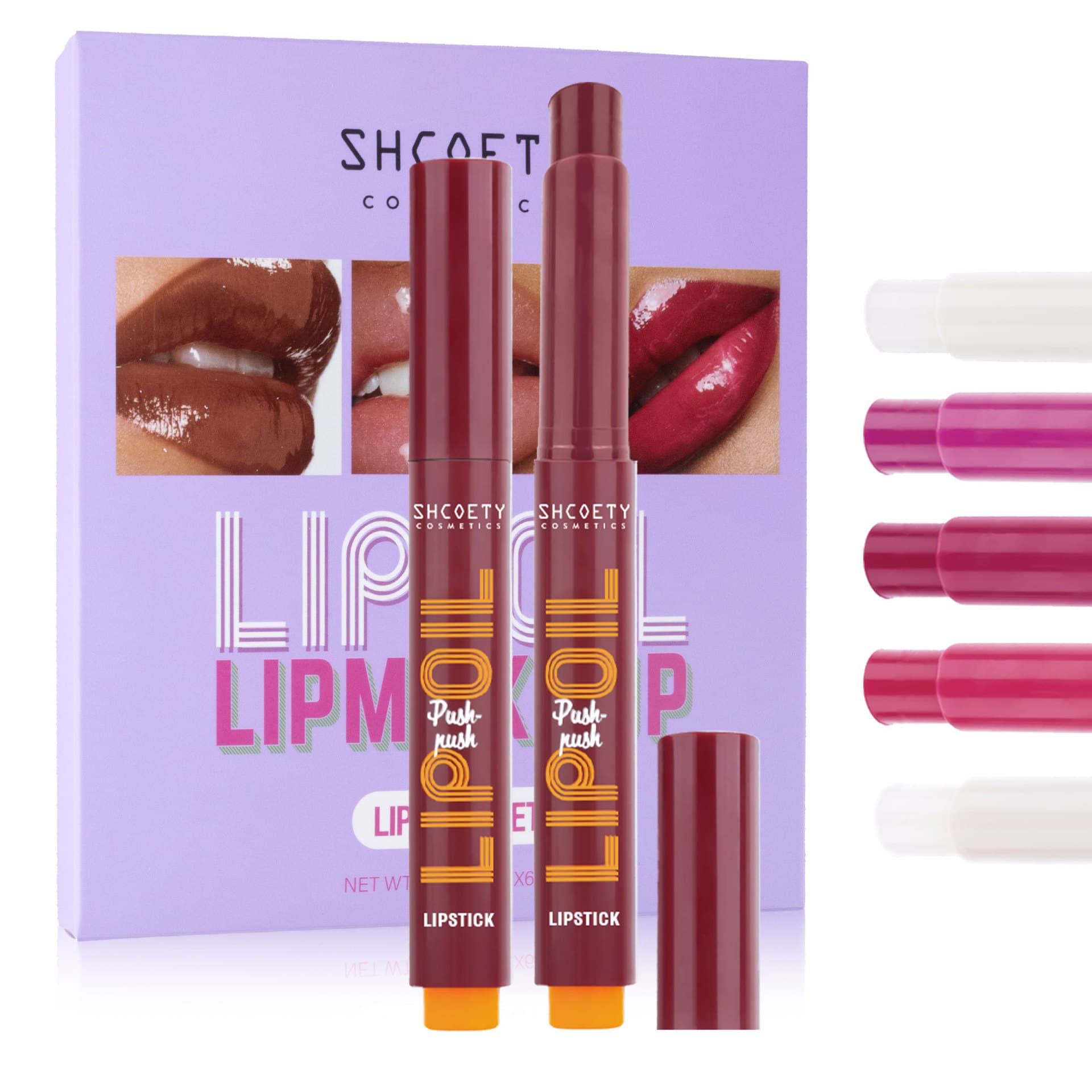 SHCOETY Cross-border Makeup Press Lipstick Set Solid Water Gloss Lip Gloss Mirror Lip Glaze Export Lipstick