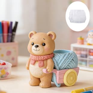 Yindian Flower Cart Bear Cement Aromatherapy Plaster Cup Mold DIY Resin Storage Cup Flower Pot Ornament Silicone Mold