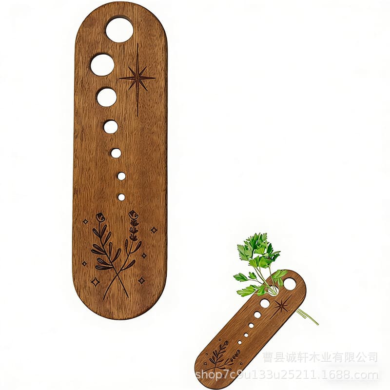 Cross-border wooden vegetable leaf remover wooden porous position to remove vegetable roots, branches and leaves kitchen cooking tool